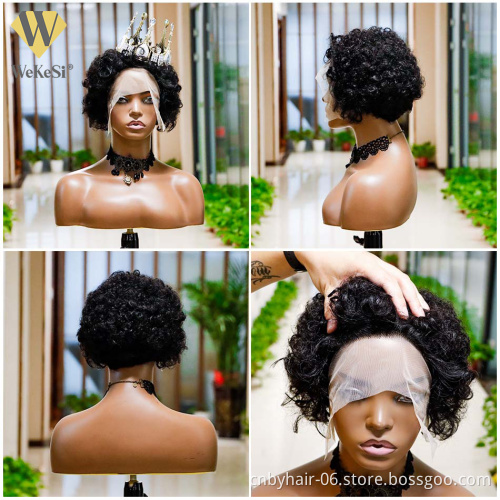 Perruque pixie cut human hair wig for black women,wholesale glueless 13x4 LACE FRONT peruvian bob wig,short HAIR pixie curls wig